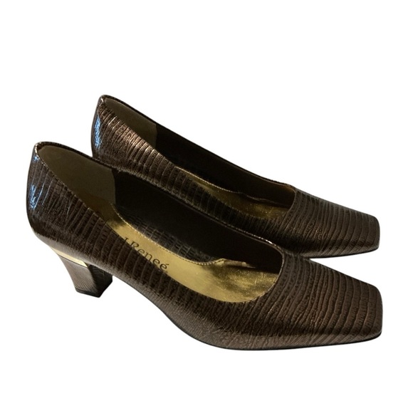 J. Renee Women's Mary Pump Cognac Size 6W Lizard Print - Picture 1 of 10